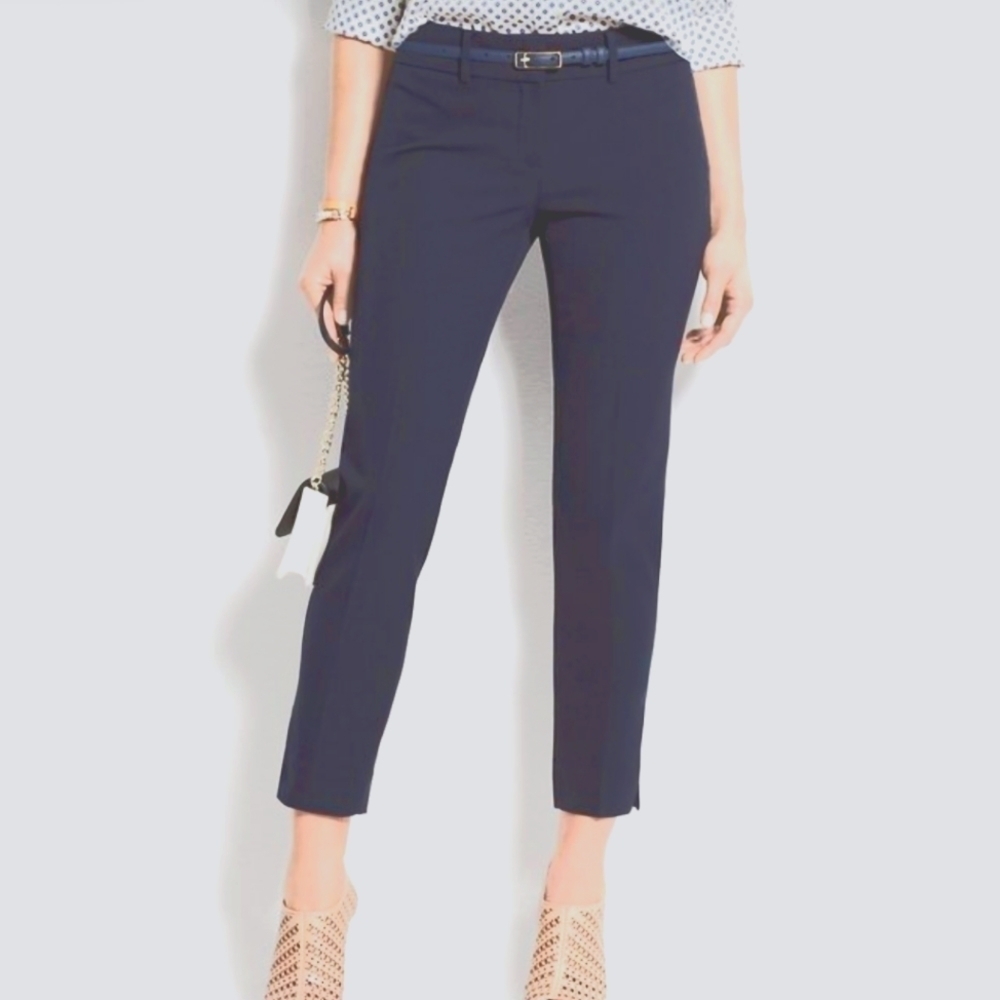 Ann Taylor Blue Stretch Slim Fit Split Ankle Career Pants Size 0
